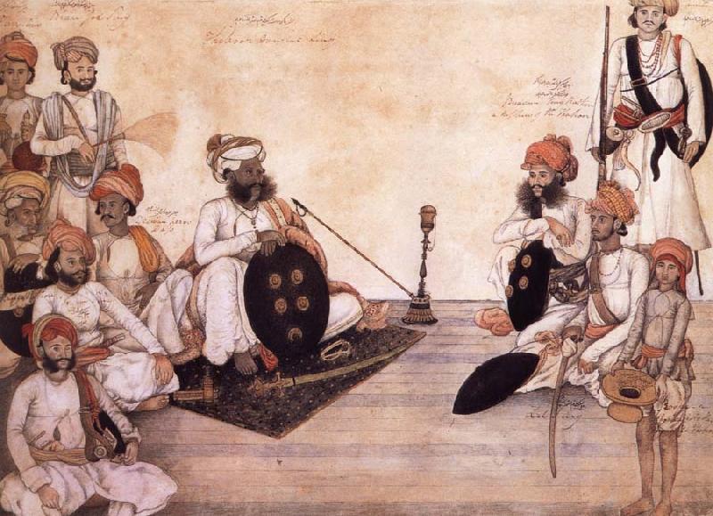 unknow artist Thakur Daulat Singh,His Minister,His Nephew and Others in a Council Sweden oil painting art